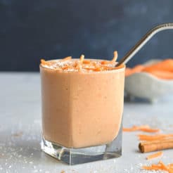 Carrot Cake Protein Smoothie! A high protein breakfast or snack that tastes like carrot cake with minimal ingredients and tons of flavor!