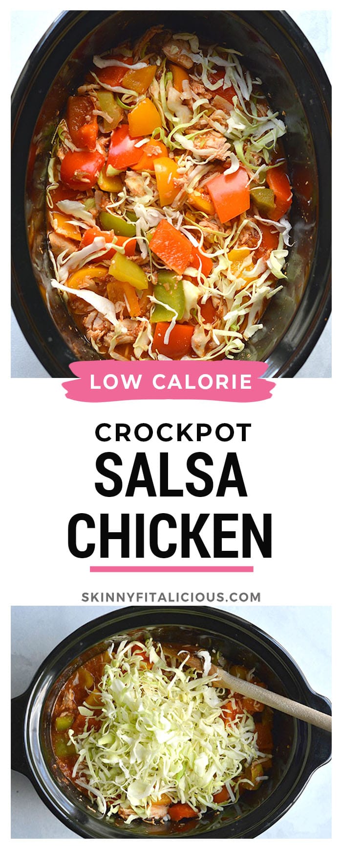 Easy Healthy Crockpot Salsa Chicken! The best shredded chicken recipe for a simple meal prep or low calorie wholesome dinners or lunches. Low Calorie + Gluten Free + Paleo + Low Carb