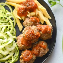 Skinny Italian Turkey Meatballs are a nutritious and lighter twist on an Italian classic dish. Made with lean turkey and herbs, they're the perfect dinner! Paleo + Low Carb + Low Calorie + Gluten Free