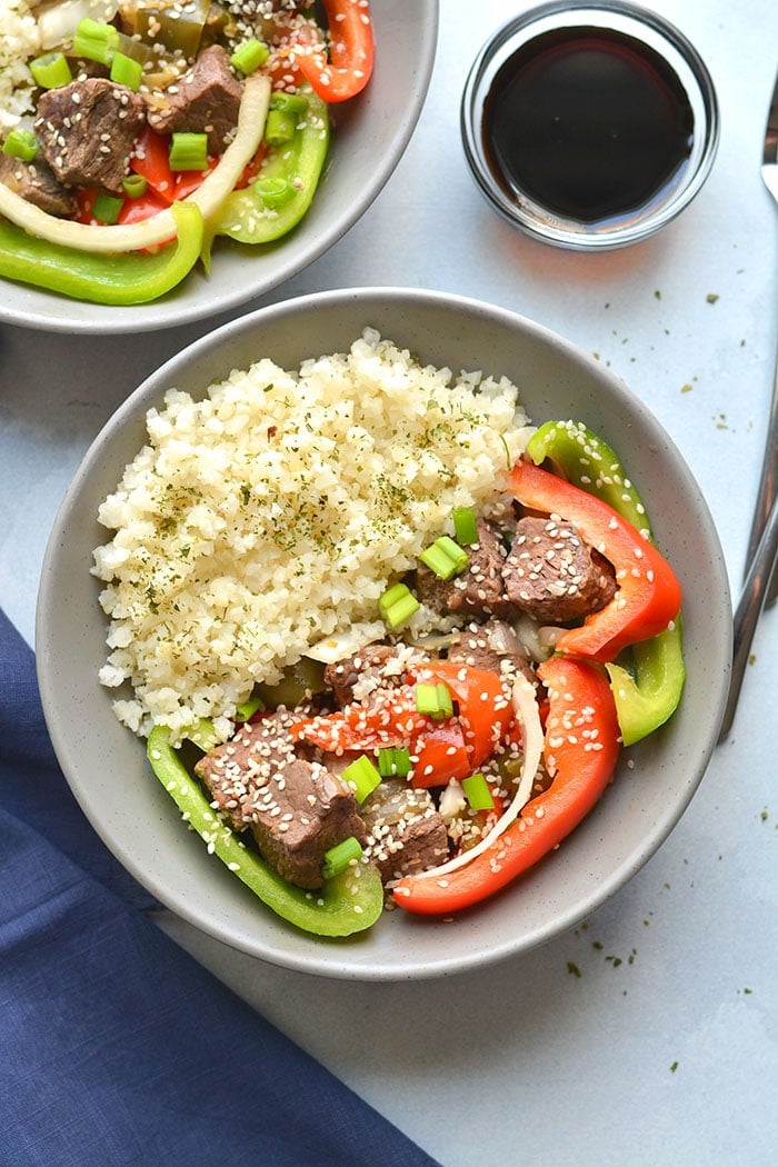 Healthy Steak & Peppers is a delicious Instant Pot meal, full of protein, nutrients and lower in calories. The key to its flavor lies in the easy marinade!