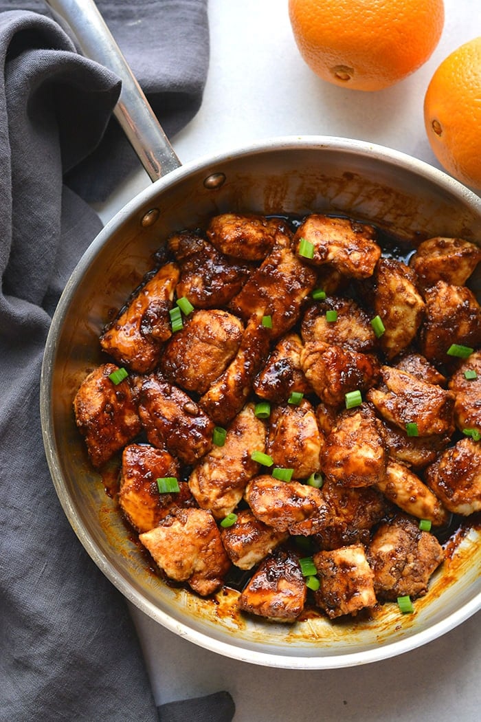 Healthy Orange Chicken is a simple, low calorie version of your favorite takeout meal. This lighter meal is made with real food and gluten free. 