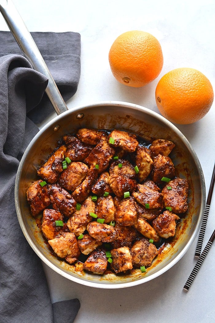 Healthy Orange Chicken is a simple, low calorie version of your favorite takeout meal. This lighter meal is made with real food and gluten free. 