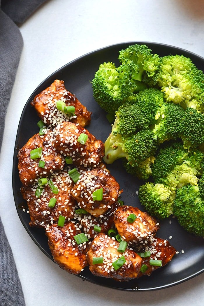 Healthy Orange Chicken is a simple, low calorie version of your favorite takeout meal. This lighter meal is made with real food and gluten free. 