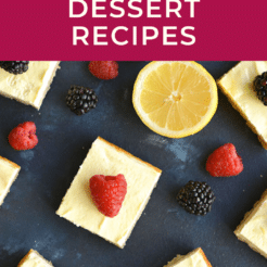 sliced lemon next to a lemon bar with a raspberry on top.