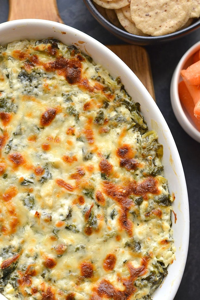 Healthy Spinach Artichoke Dip {Low Cal, GF} - Skinny Fitalicious®