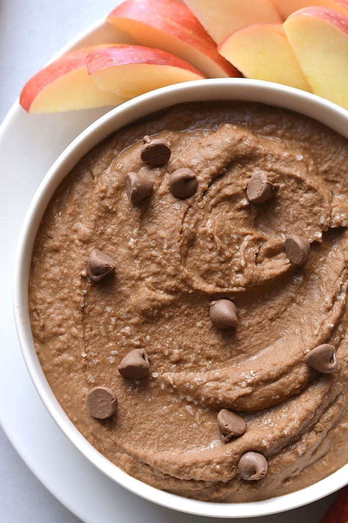 chocolate dip in white bowl