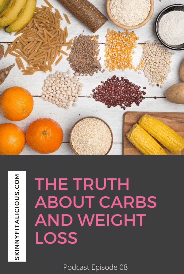 This Dish on Diets Podcast episode explains the surprising truth about carbs and weight loss for women. Get the science behind carbs and fat loss.