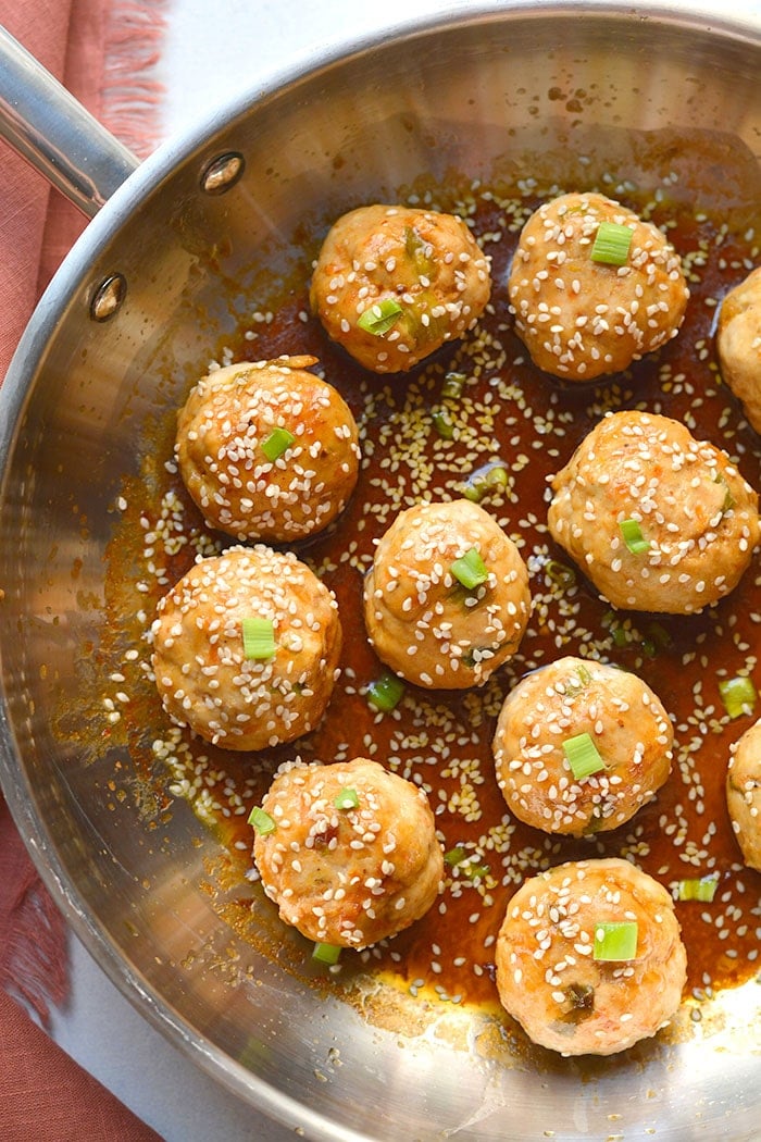 Healthy Asian Meatballs are a low calorie meal made with a sweet chili glaze. An easy and nutritious meatball recipe everyone will love!