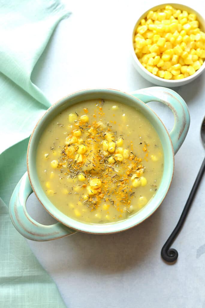Healthy Corn Chowder {GF, Low Calorie} Skinny Fitalicious®