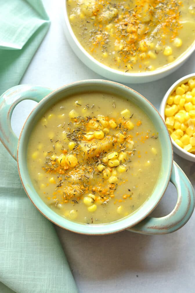 Healthy Corn Chowder {GF, Low Calorie} Skinny Fitalicious®