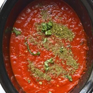 tomato sauce in a slow cooker
