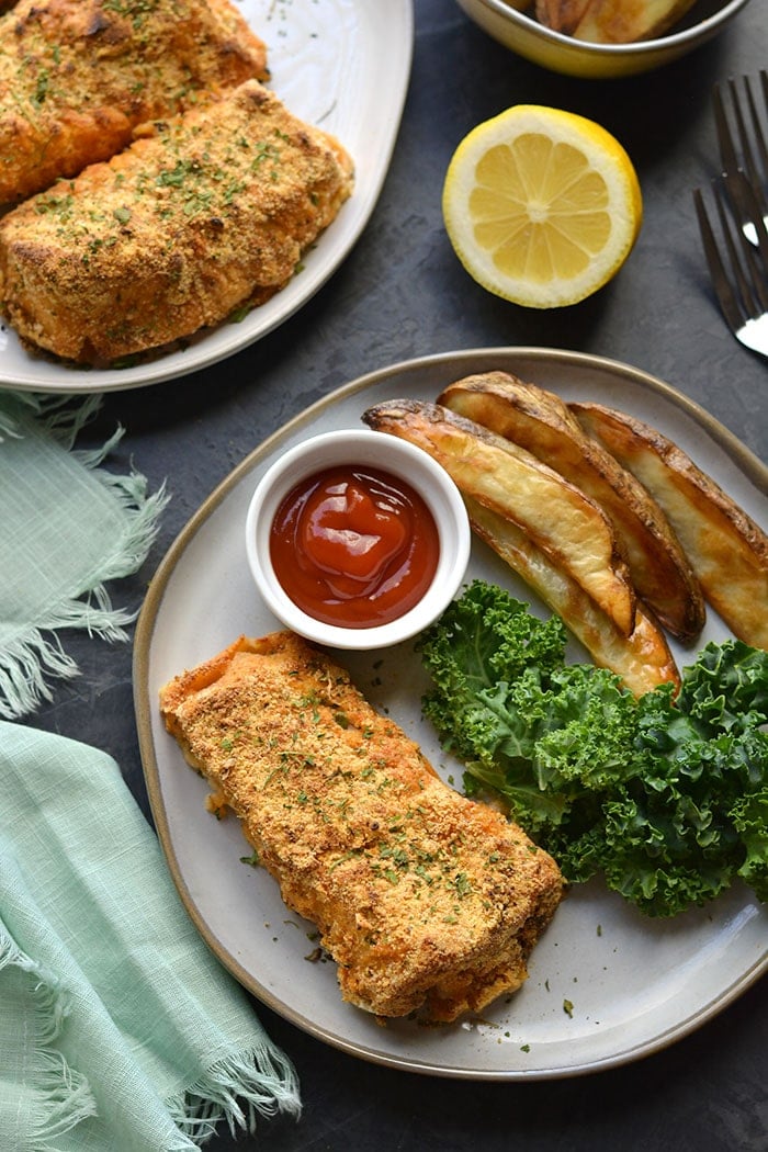 homemade fish and chips on a plate