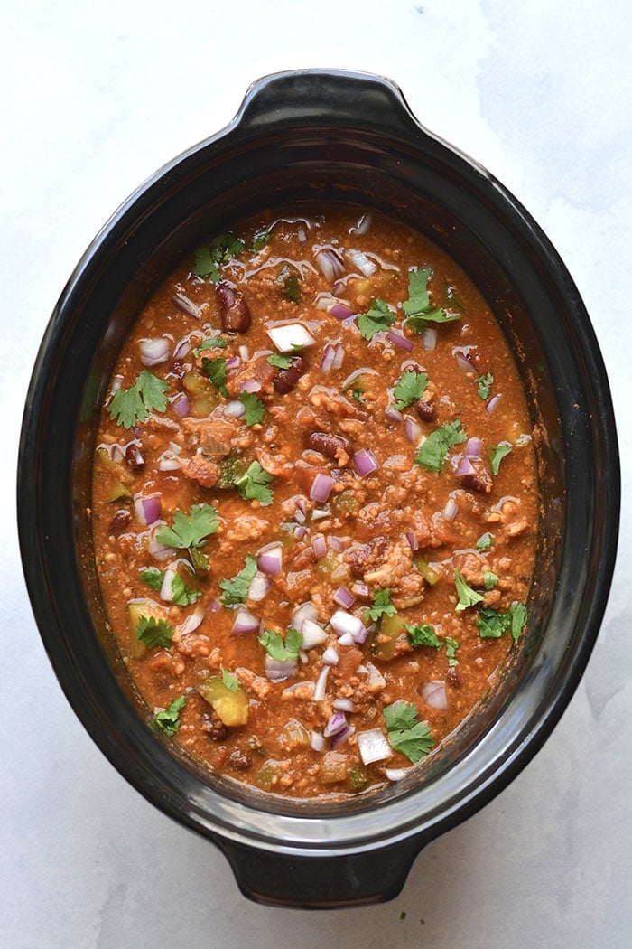 Turkey chili in a 5 qt (doe they make that size anymore???) Rivals crockpot  : r/slowcooking