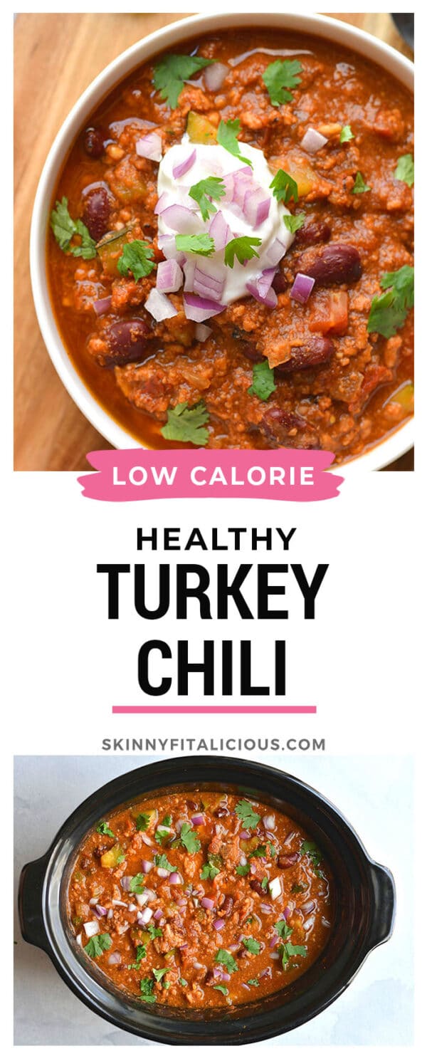 Healthy Crockpot Turkey Chili {Low Cal, GF} Skinny Fitalicious®