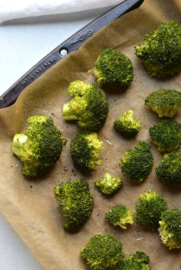 broccoli roasted on a sheet pan