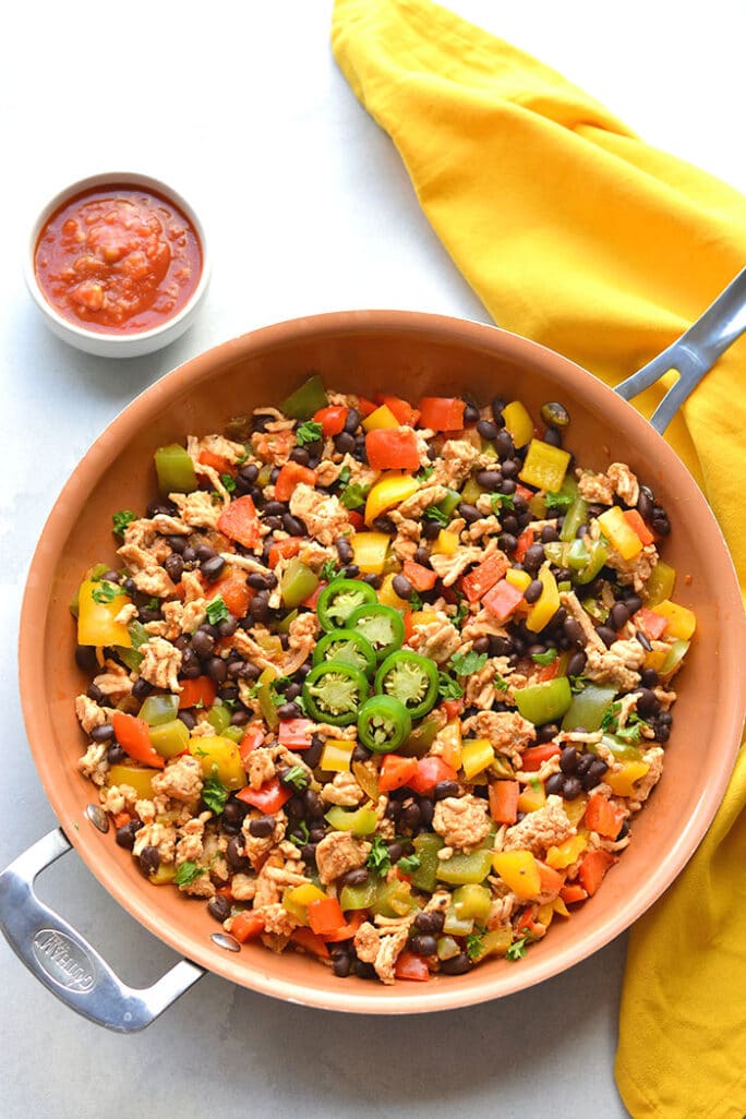 Healthy Turkey Skillet Burrito {GF, Low Calorie} Skinny Fitalicious®