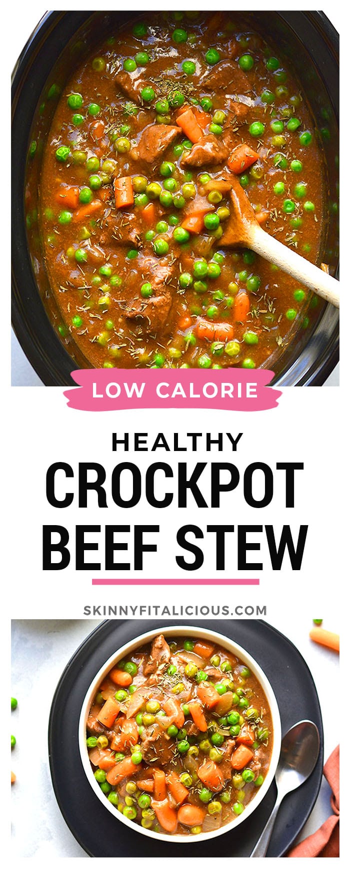 Healthy Crockpot Beef Stew is a lower calorie recipe made gluten free in a slow cooker. A classic recipe made better for you!