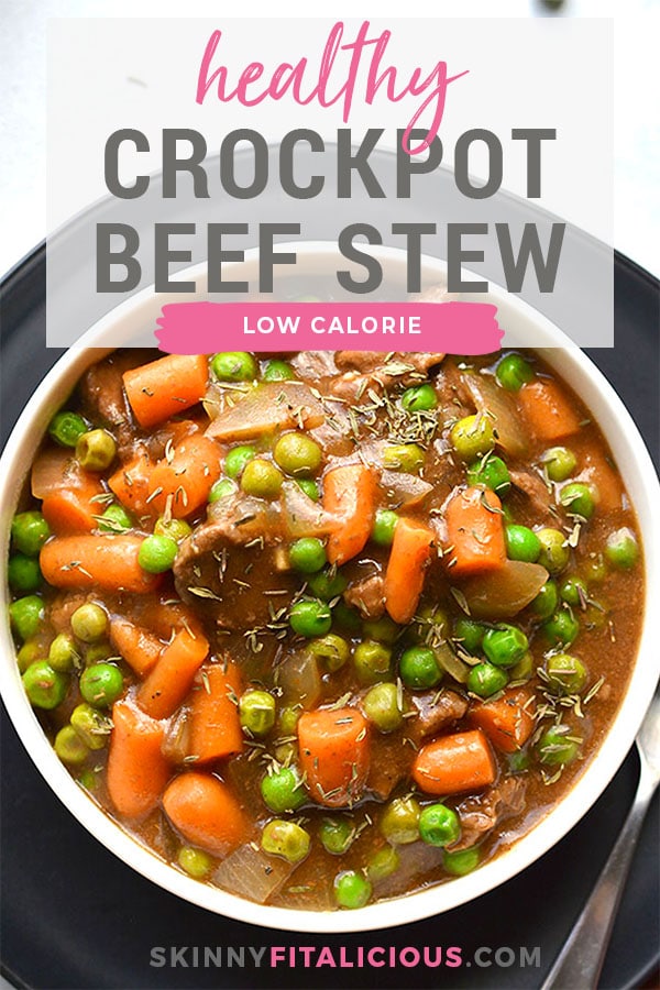 Healthy Crockpot Beef Stew is a lower calorie recipe made gluten free in a slow cooker. A classic recipe made better for you!