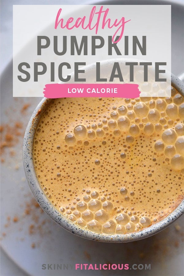 This Healthy Low Calorie Pumpkin Spice Latte recipe is made with less sugar, fewer calories and real pumpkin in under 2 minutes in a blender!