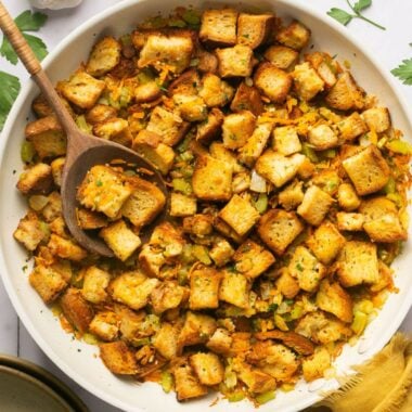 Healthy Stovetop Stuffing {Low Calorie, GF, Vegan} - Skinny Fitalicious®