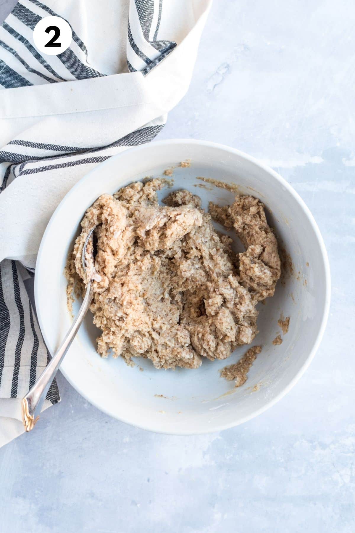 The other ingredients for the eggnog bars mixed together in the bowl.