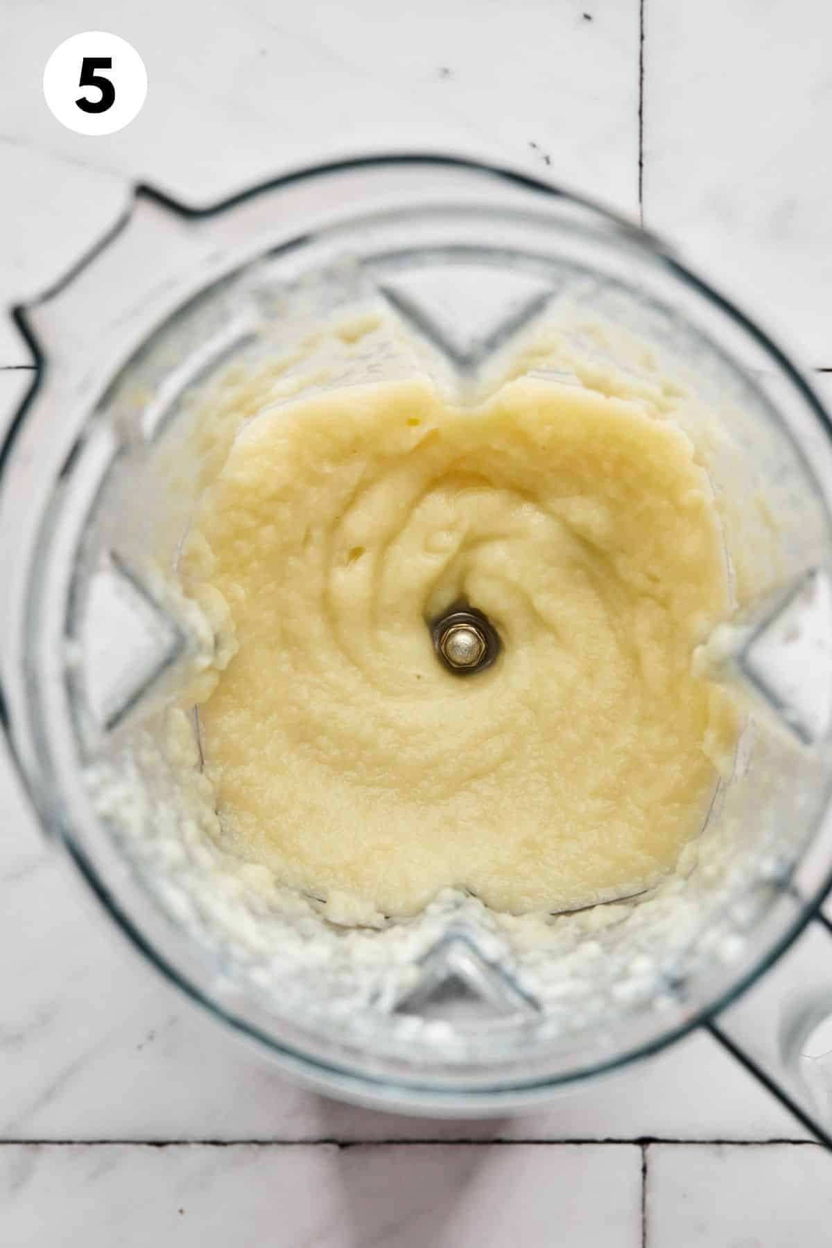 Cauliflower blended in a blender.