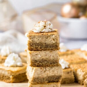 Healthy Eggnog Bars are made low calorie with gluten free and real food ingredients. A delicious and healthy holiday dessert recipe! Low Calorie + Gluten Free
