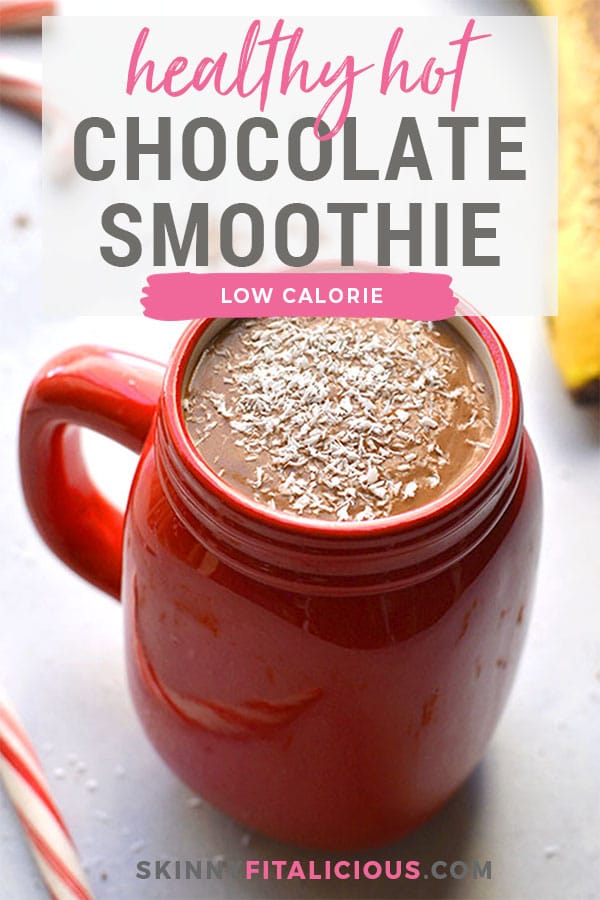 Healthy Hot Chocolate Smoothie is high protein, gluten free, dairy free and a great snack or meal for weight loss and hormones.