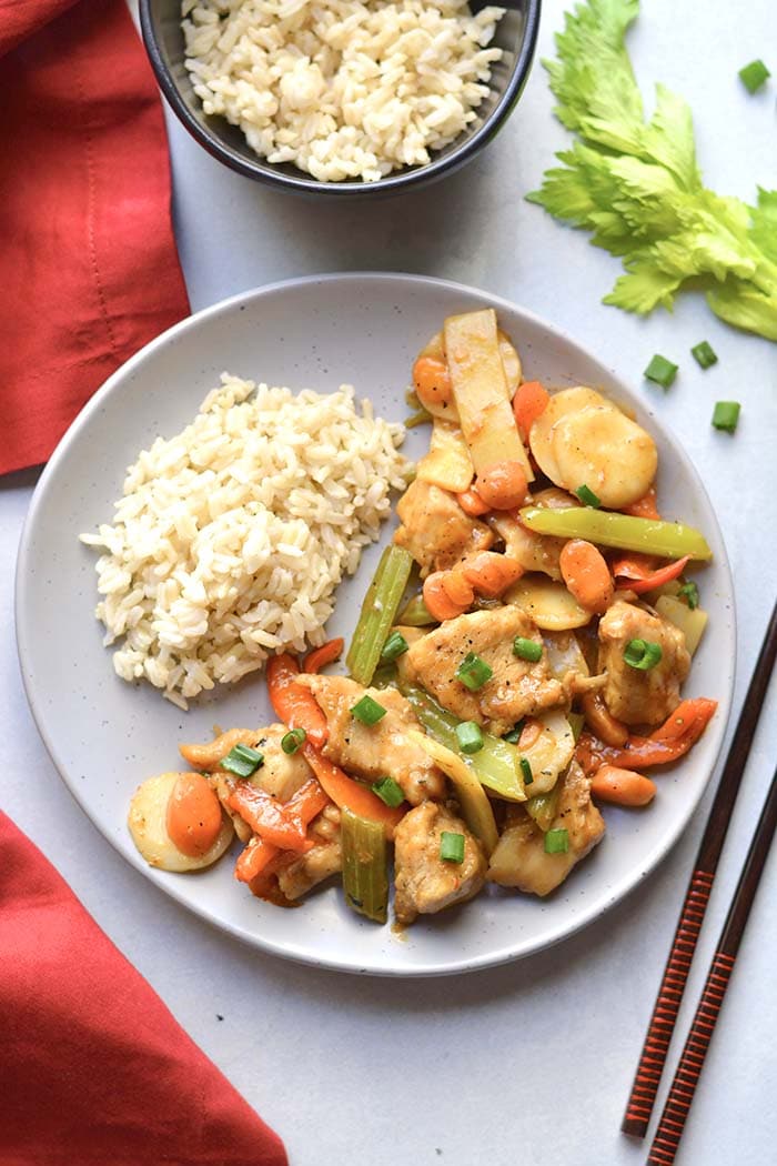 This Healthy Chop Suey recipe is low calorie meal that is lighter than traditional Asian chop suey and it is gluten free!