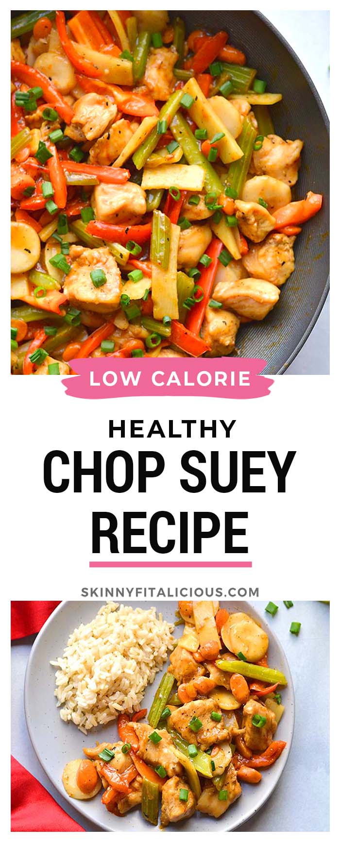 This Healthy Chop Suey recipe is a low calorie meal that's lighter than traditional Asian chop suey recipes and it's made gluten free! An easy and filling recipe!