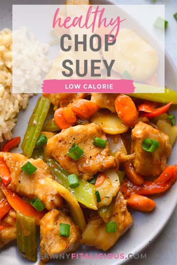 This Healthy Chop Suey recipe is a low calorie meal that's lighter than traditional Asian chop suey recipes and it's made gluten free! An easy and filling recipe!