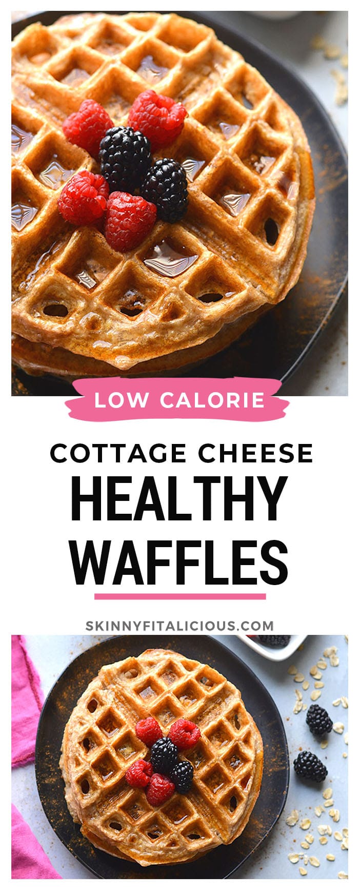 Healthy Cottage Cheese Pancakes are a high protein waffle recipe made with cottage cheese. A low calorie waffle recipe that's healthier, easy to make and meal prep for a healthier breakfast or snack. 