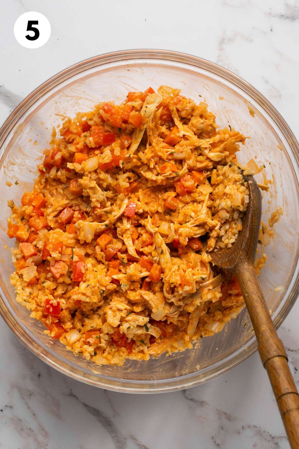 Vegetables added to the buffalo chicken mixture.