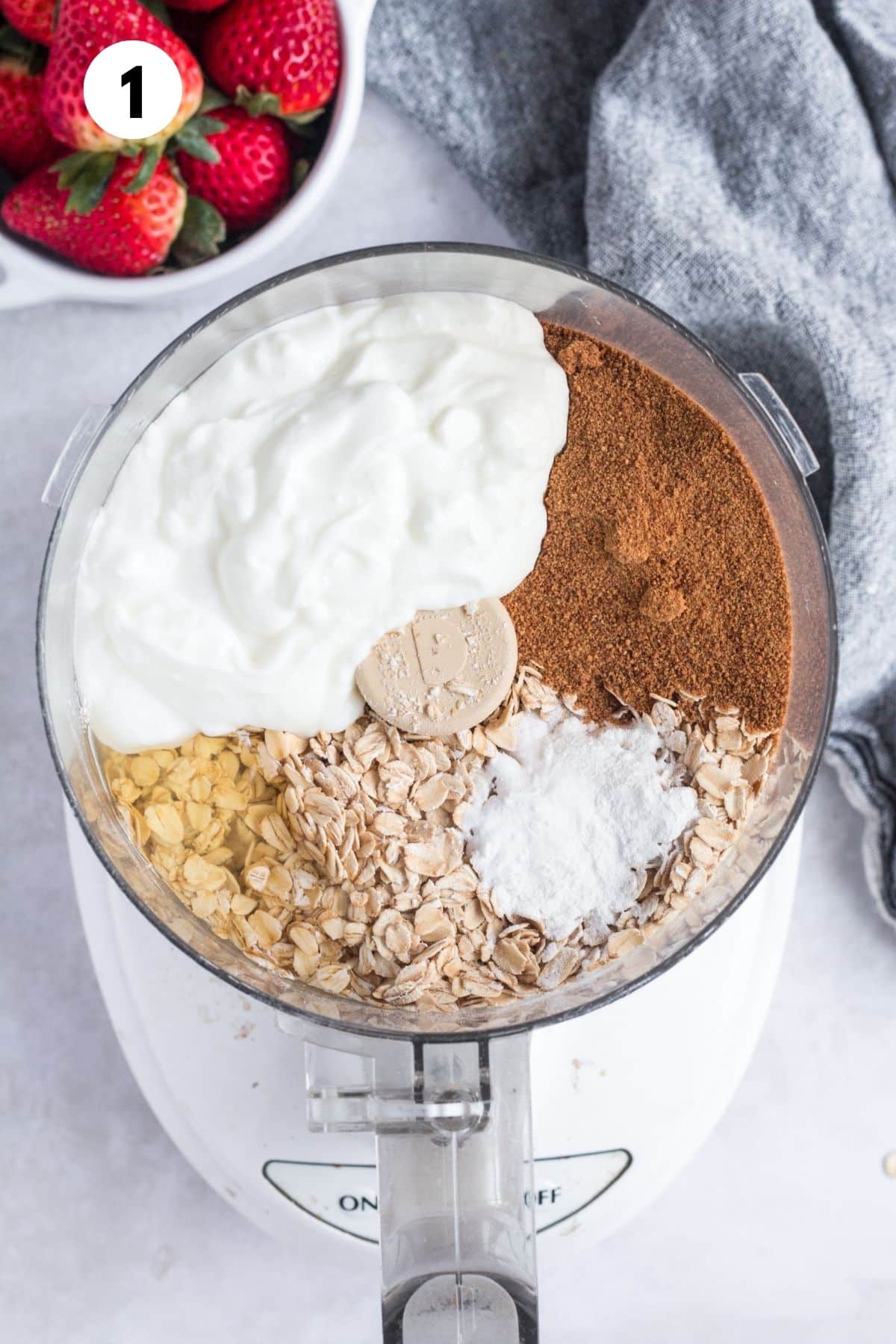 Ingredients for these muffins together in a food processor.