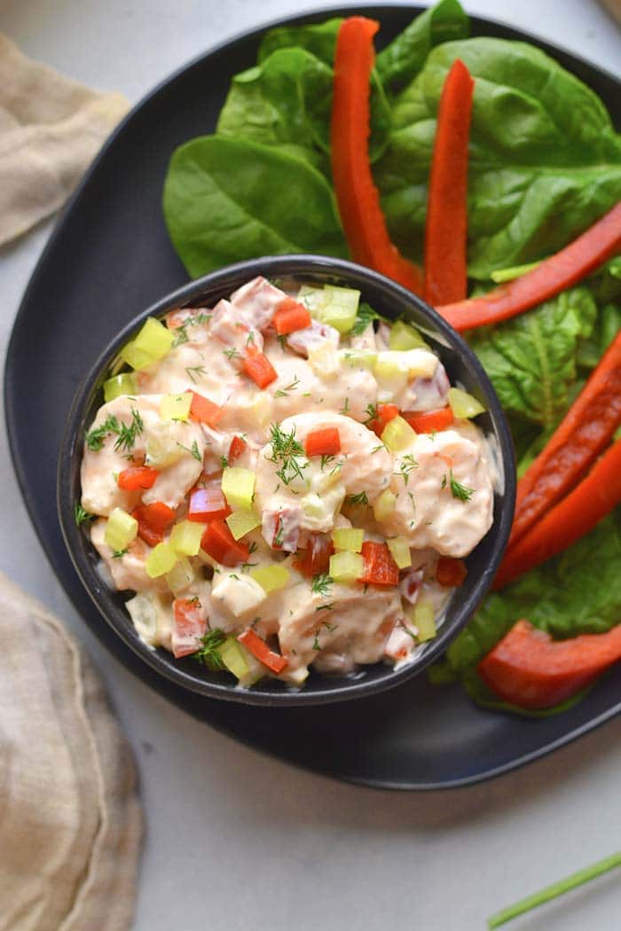 Healthy Greek Yogurt Shrimp Salad is a low calorie, low carb, high protein salad  bursting with delicious flavor. An easy lunch or dinner!