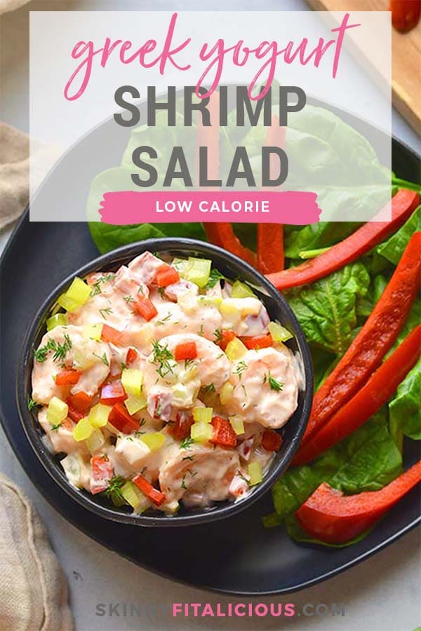 Healthy Greek Yogurt Shrimp Salad is a low calorie, low carb, high protein salad bursting with delicious flavor. A quick lunch or dinner to meal prep for an easy meal that's ready to eat!