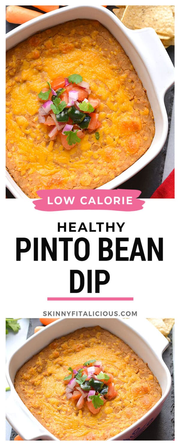 Healthy Pinto Bean Dip {GF, Low Calorie} Skinny Fitalicious®