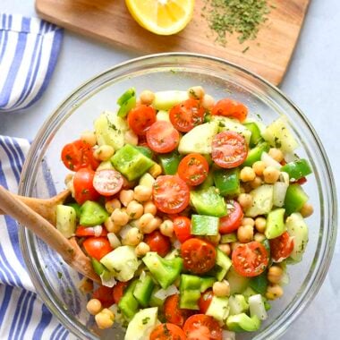 Chickpea Tomato Cucumber Salad {Low Caloire, GF} - Skinny Fitalicious®