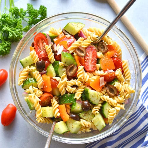 Low Calorie Pasta Salad {Low Cal, GF, Vegan} - Skinny Fitalicious®