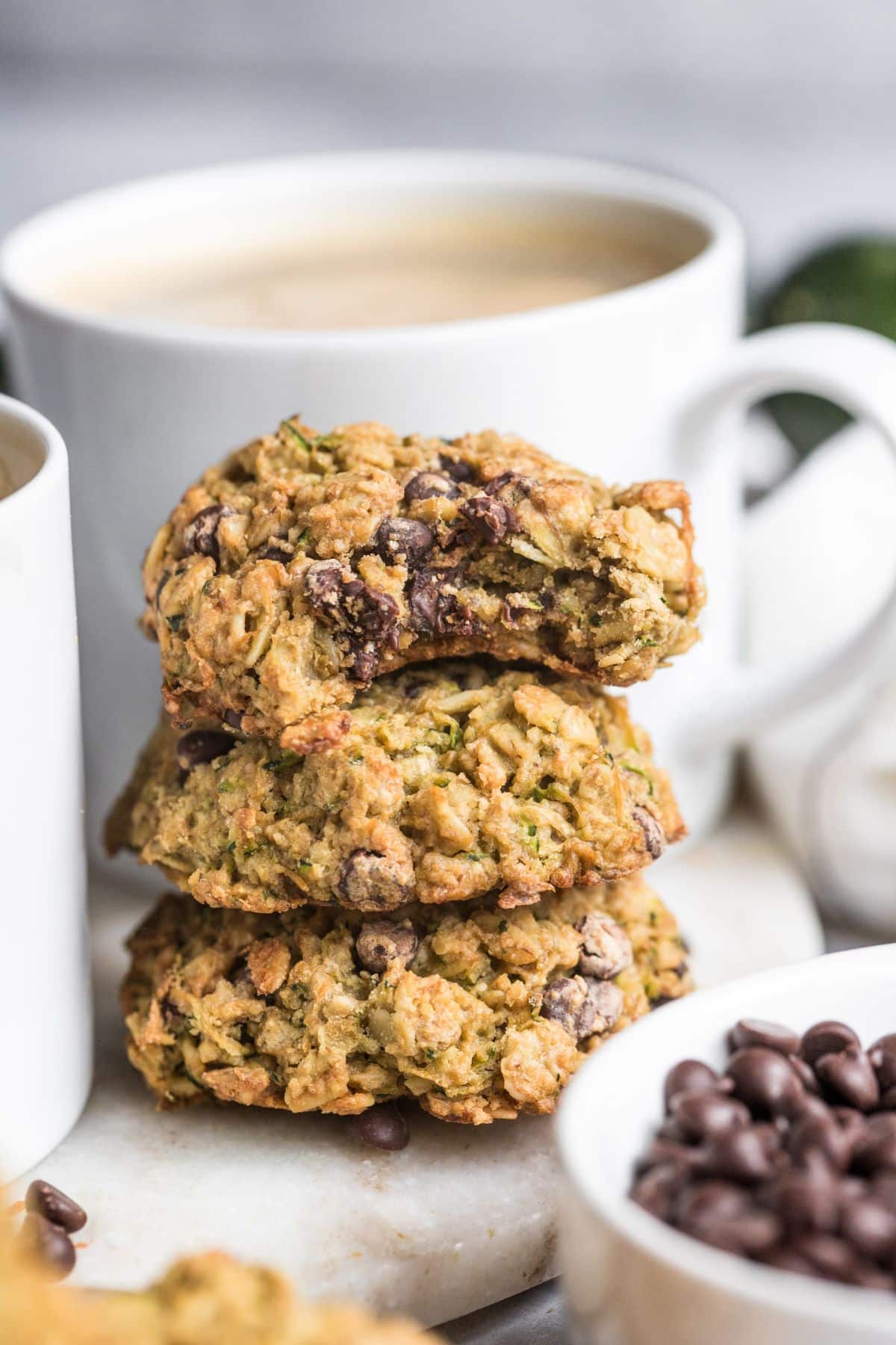 A stack of zucchini chocolate chip cookies.