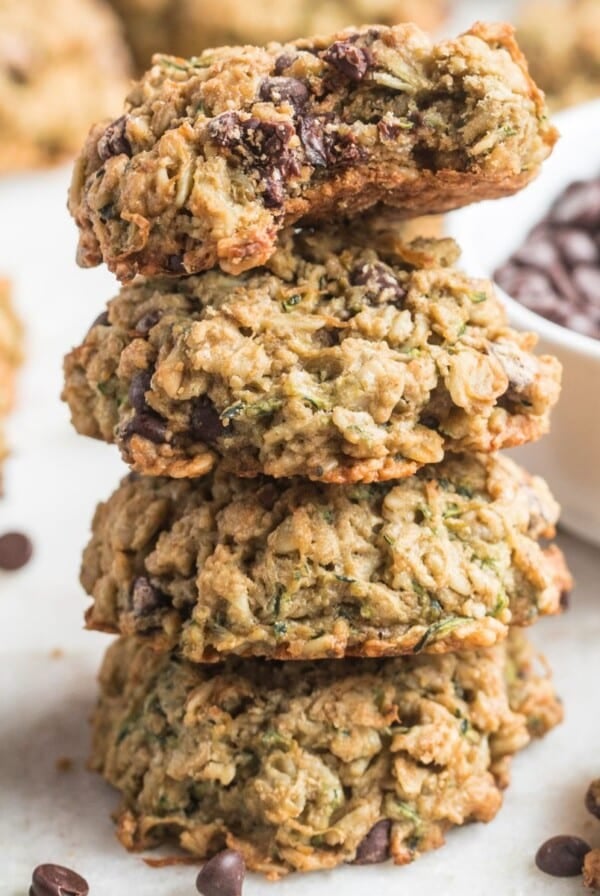 A stack of zucchini chocolate chip cookies.