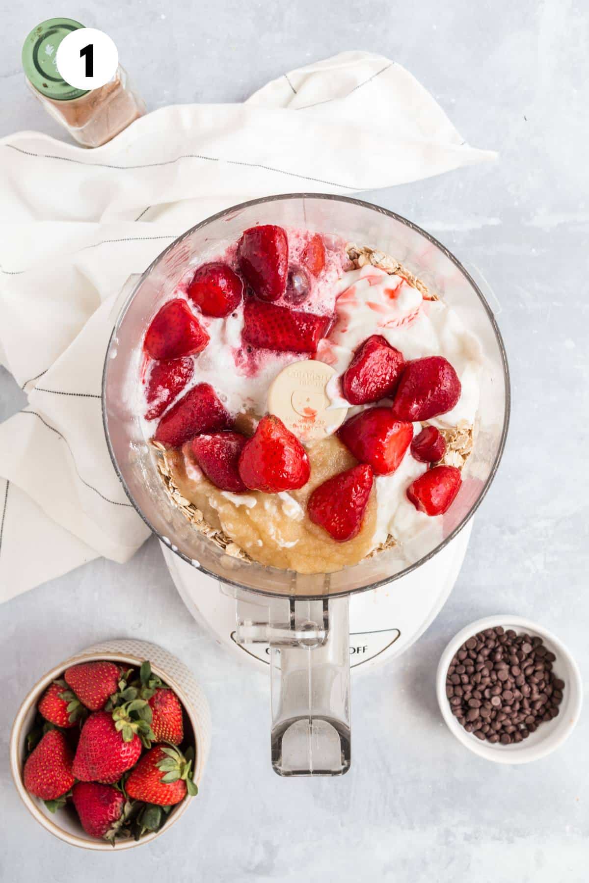 Pancake batter in a food processor.