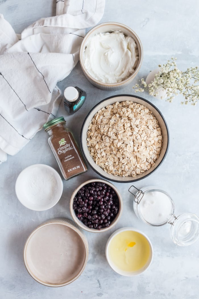 ingredients for blueberry protein oatmeal