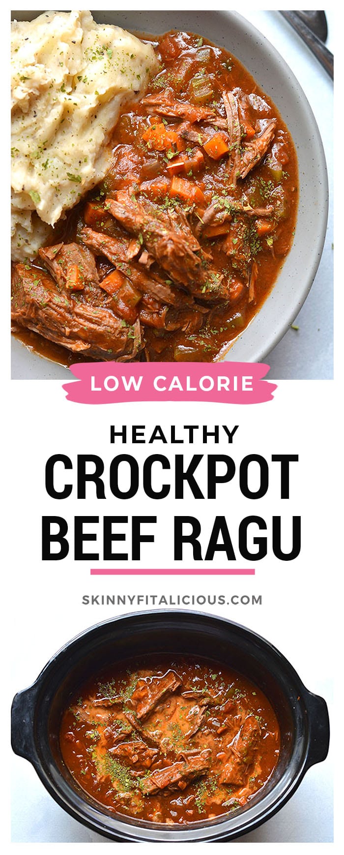 Healthy Crockpot Ragu is loaded with veggies and protein. A cozy meal that's incredibly hearty and delicious, gluten free, low calorie and Paleo friendly! 