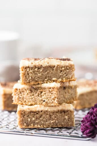 Healthy Gingerbread Cake made low calorie and gluten free with less sugar. Topped with a lighter cream cheese frosting for a healthy cake recipe that's bursting with warm and delicious ginger flavors!