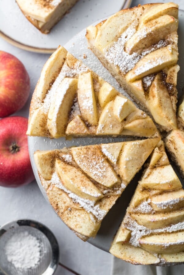 Healthy Greek Yogurt Cake made low calorie and gluten free. Made higher in protein with yogurt and less sugar, this cake is better balanced in nutrition and tastes delicious!