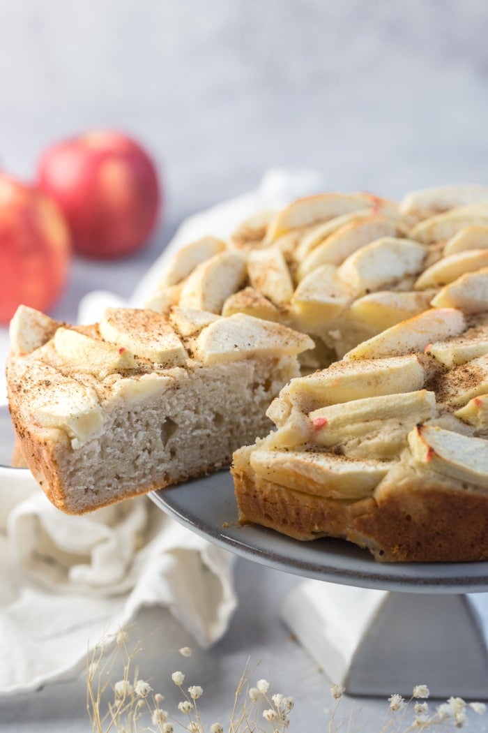 Healthy Greek Yogurt Cake made low calorie and gluten free. Made higher in protein with yogurt and less sugar, this cake is better balanced in nutrition and tastes delicious! 
