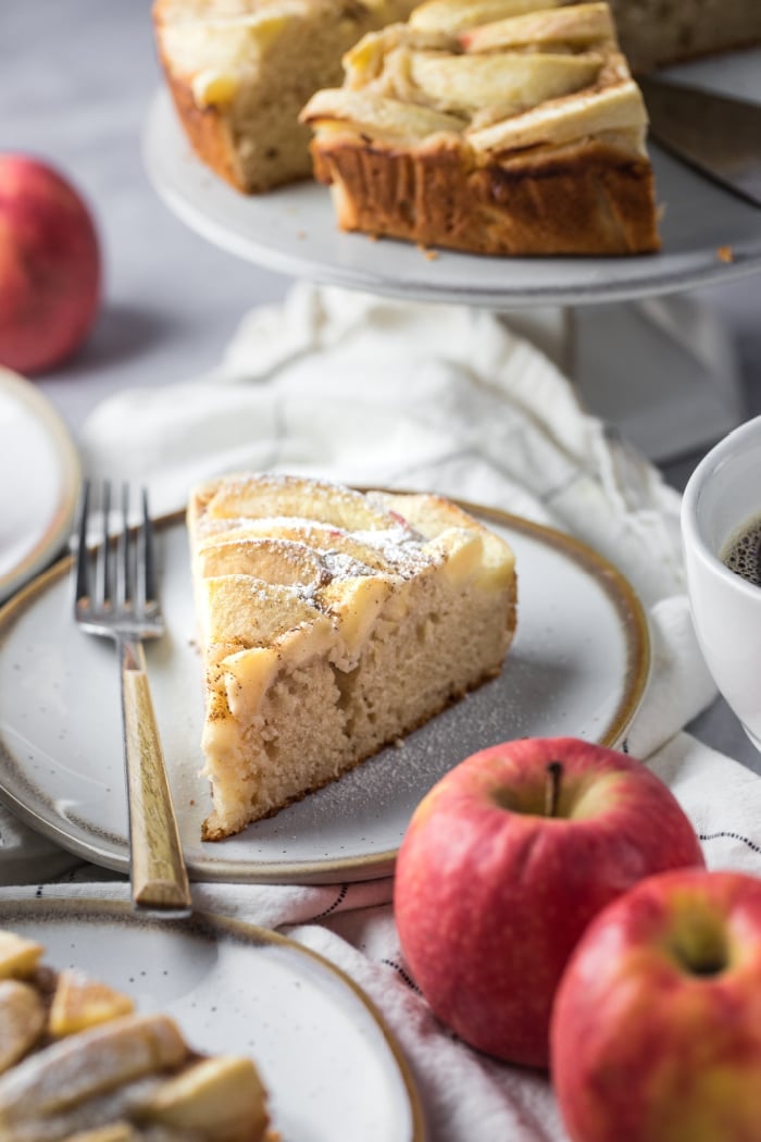 Healthy Greek Yogurt Cake made low calorie and gluten free. Made higher in protein with yogurt and less sugar, this cake is better balanced in nutrition and tastes delicious! 