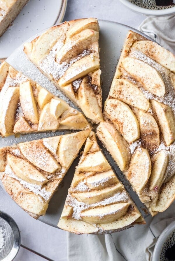 Slices of Greek yogurt cake on a plate.