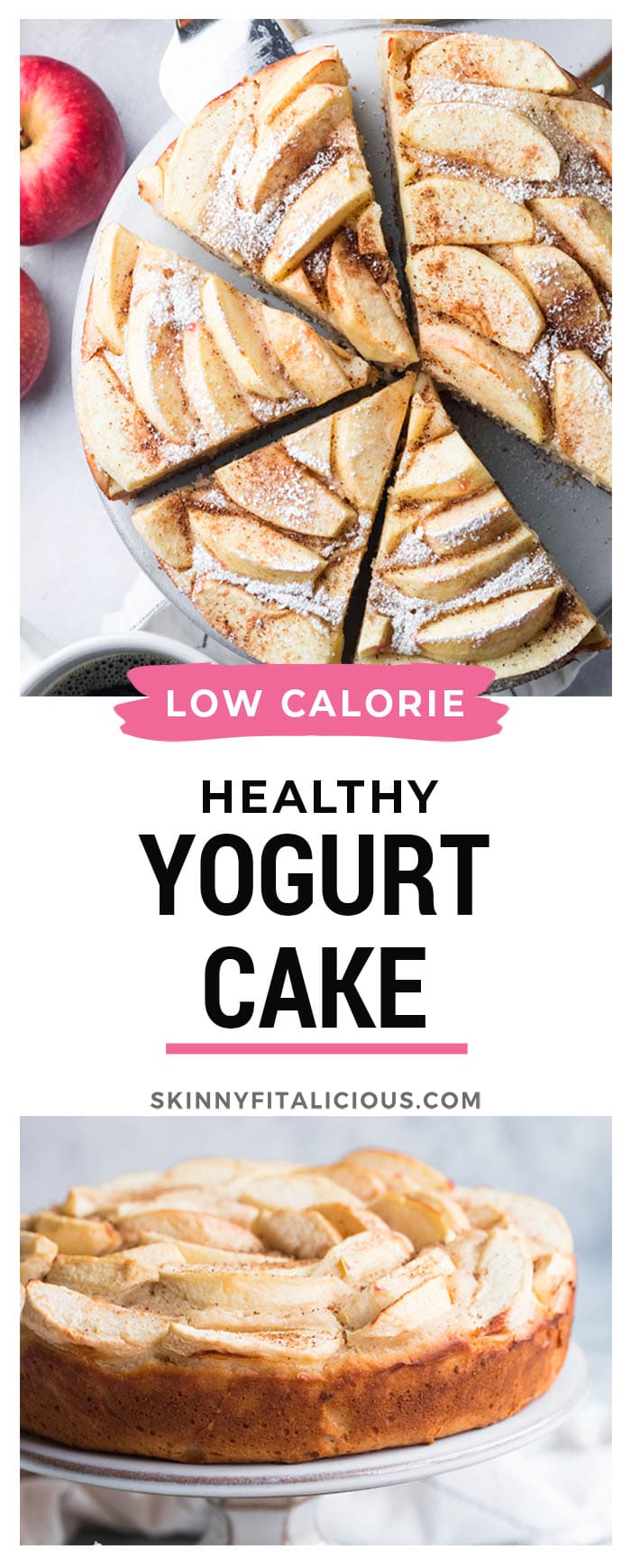 Healthy Greek Yogurt Cake made low calorie and gluten free. Made higher in protein with yogurt and less sugar, this cake is better balanced in nutrition and tastes delicious!